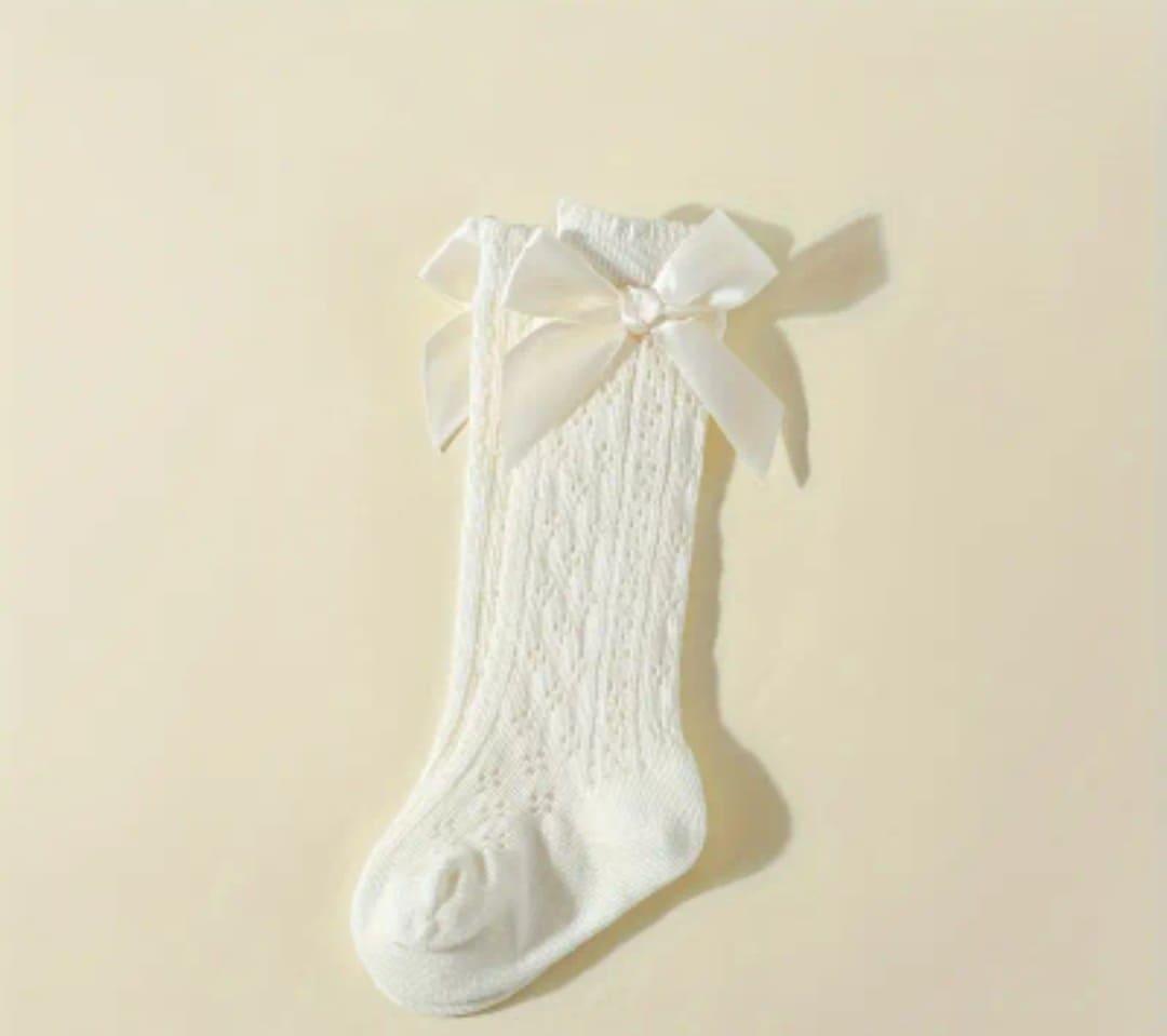 Lace Knee-Highs with Bow for Girls - Frosted Feet