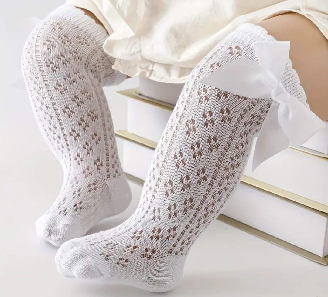 Kids' Knee-High Socks with Mesh and Bow - Frosted Feet