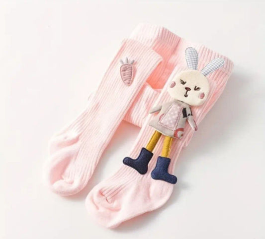 Breathable Rabbit and Carrot Pattern Tights for Girls