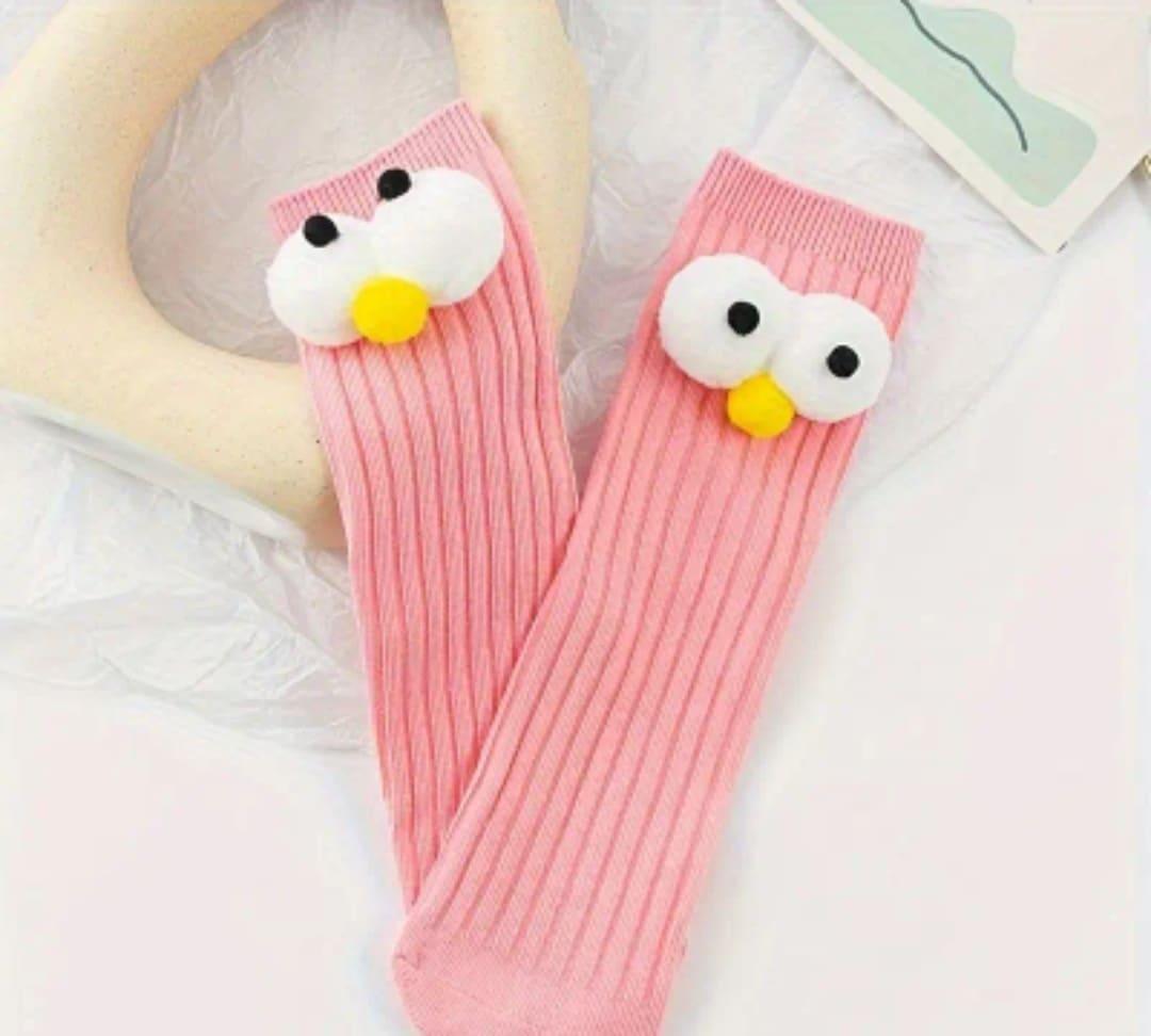 Knitted Socks with Face Design for Girls - Frosted Feet