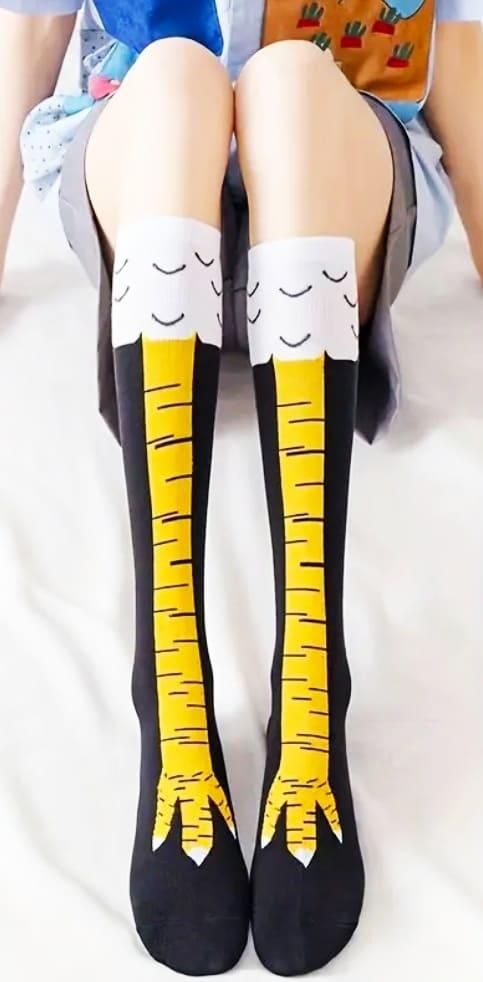 Pair of Funny Women's Socks with Chicken Paw Design - Frosted Feet