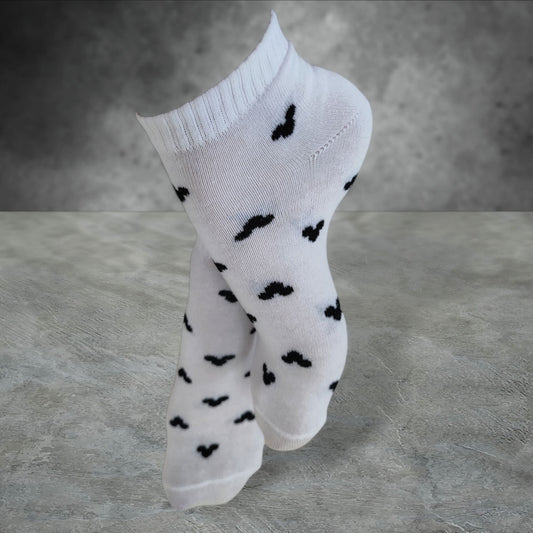 White Cotton Mid-Length Socks with Cute Mice Design