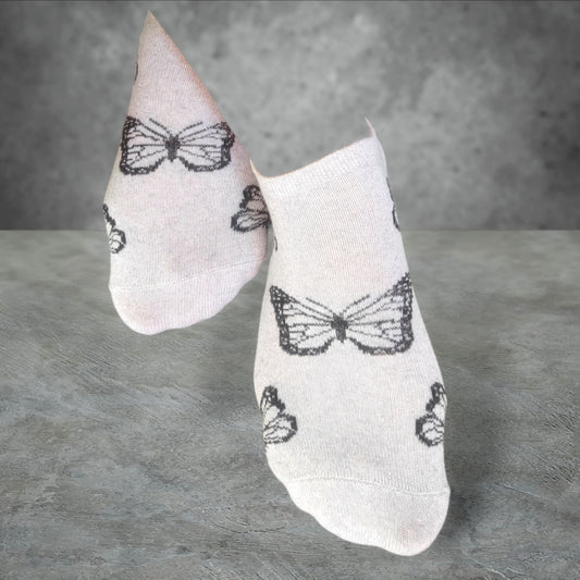 Women's Short Socks with Butterfly Design