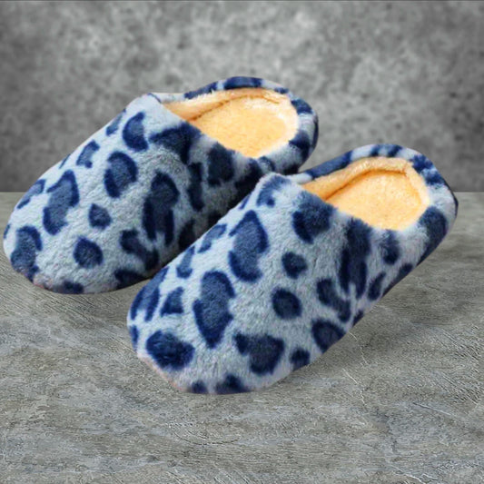 Blue Leopard Slippers – Lightweight, Soft & Cozy