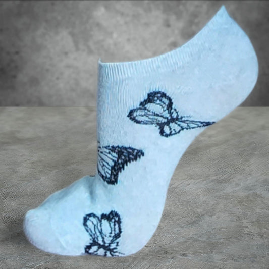 Women's Short Socks with Butterfly Design