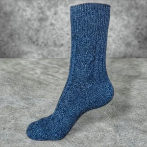 Men’s blue melange dog wool socks, warm, breathable, and perfect for cold weather comfort.