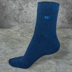 Men’s navy classic terry socks, soft, warm, and perfect for everyday comfort.
